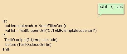 Save template code generated by NodeFilterFun